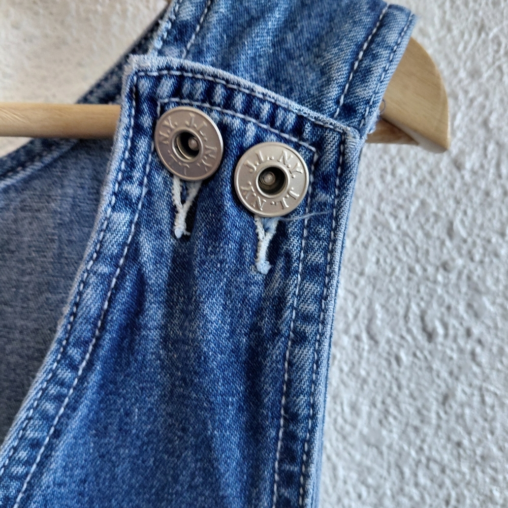 JL NY Women Midi Dress 2X Blue Star Embroidered Pocket Front 100% Cotton Denim. - Picture 4 of 9